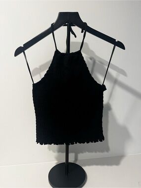 Old Navy Black Smocked Halter Cami